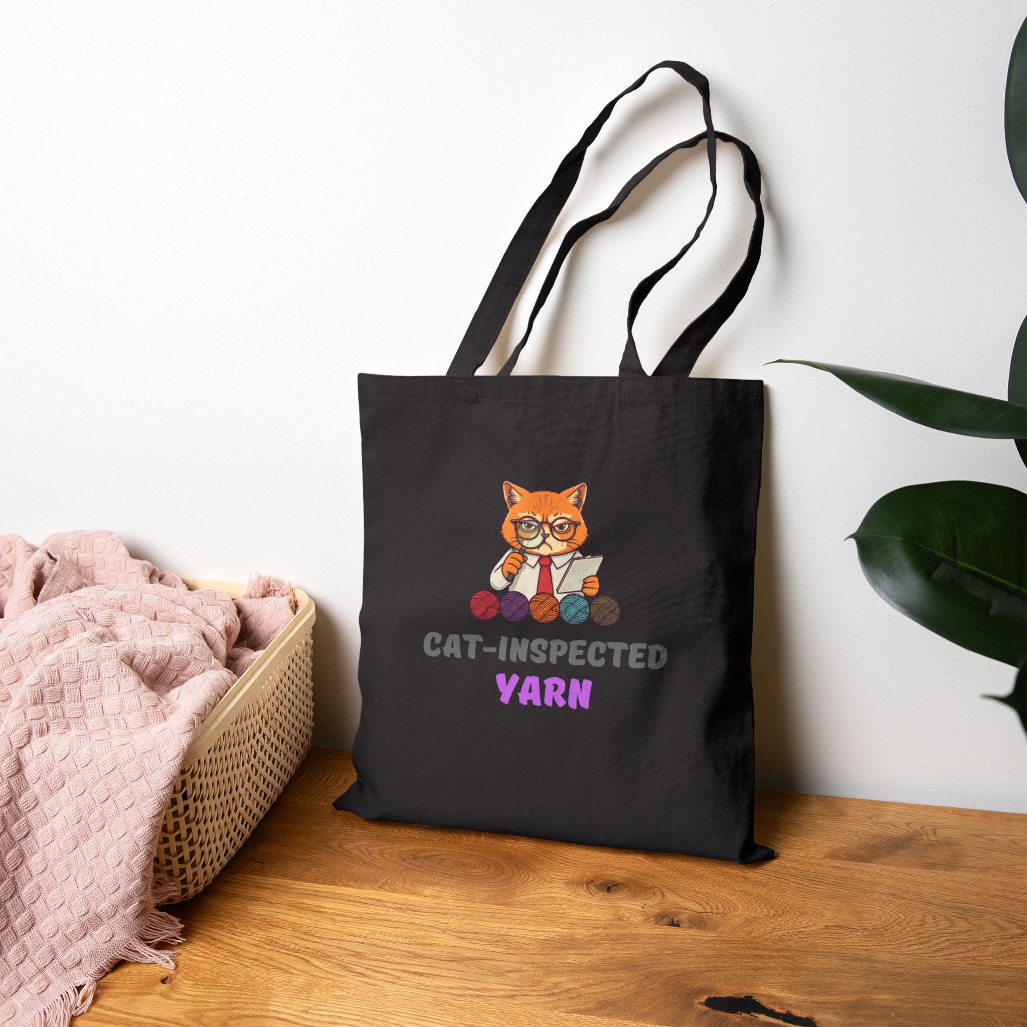 "Cat-Inspected Yarn" Cotton Canvas Tote Bag