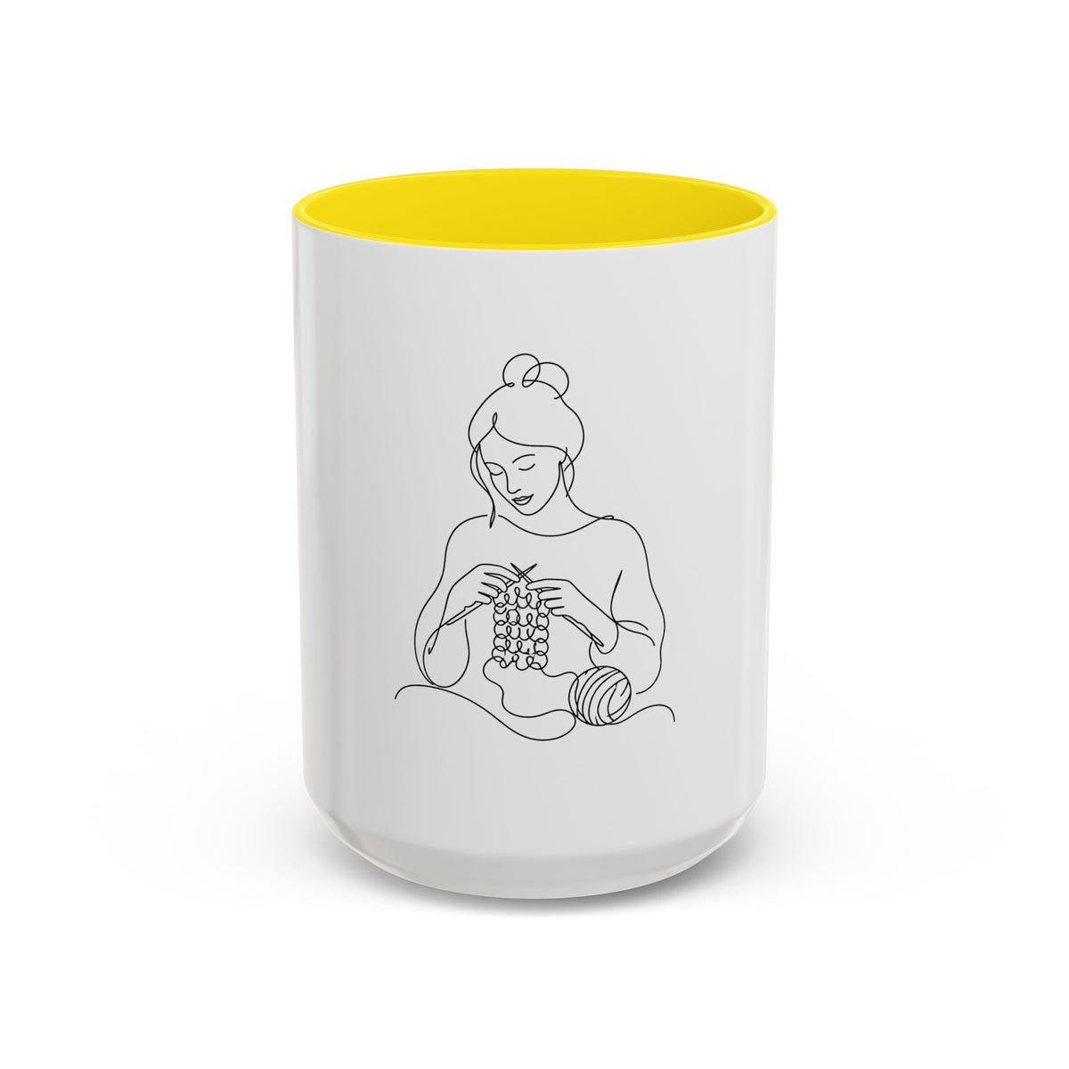 She Knits, She Sips – One Line Art Mug