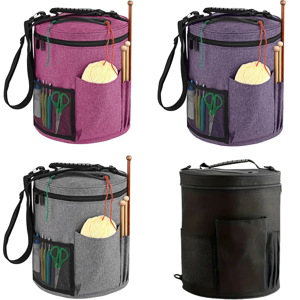 Round Yarn Storage Bag — Knitting & Crochet Organizer