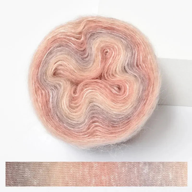 Soft Rainbow Mohair Yarn — 200m / Roll, DIY Crochet Thread