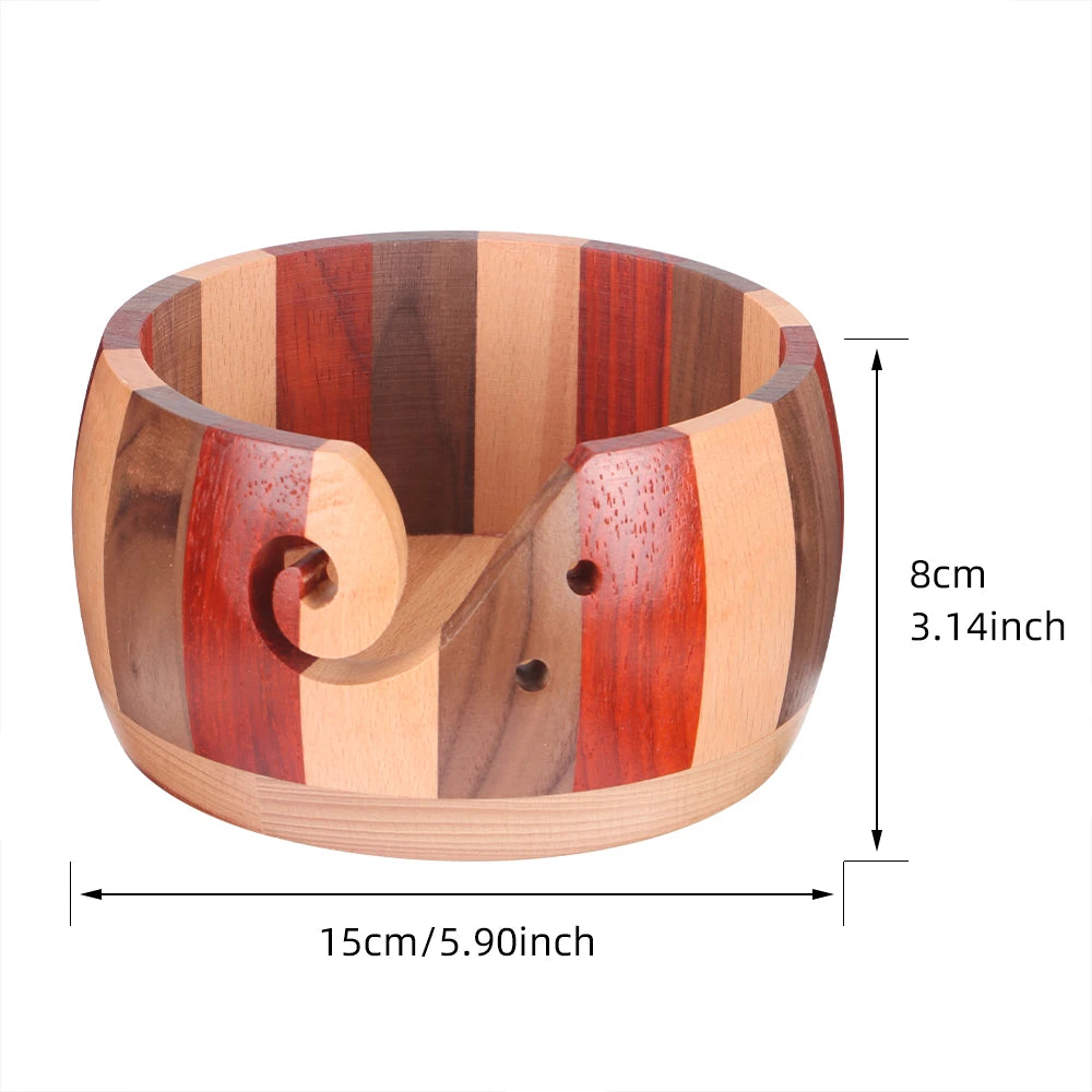Wooden Yarn Bowl for Knitting & Crochet