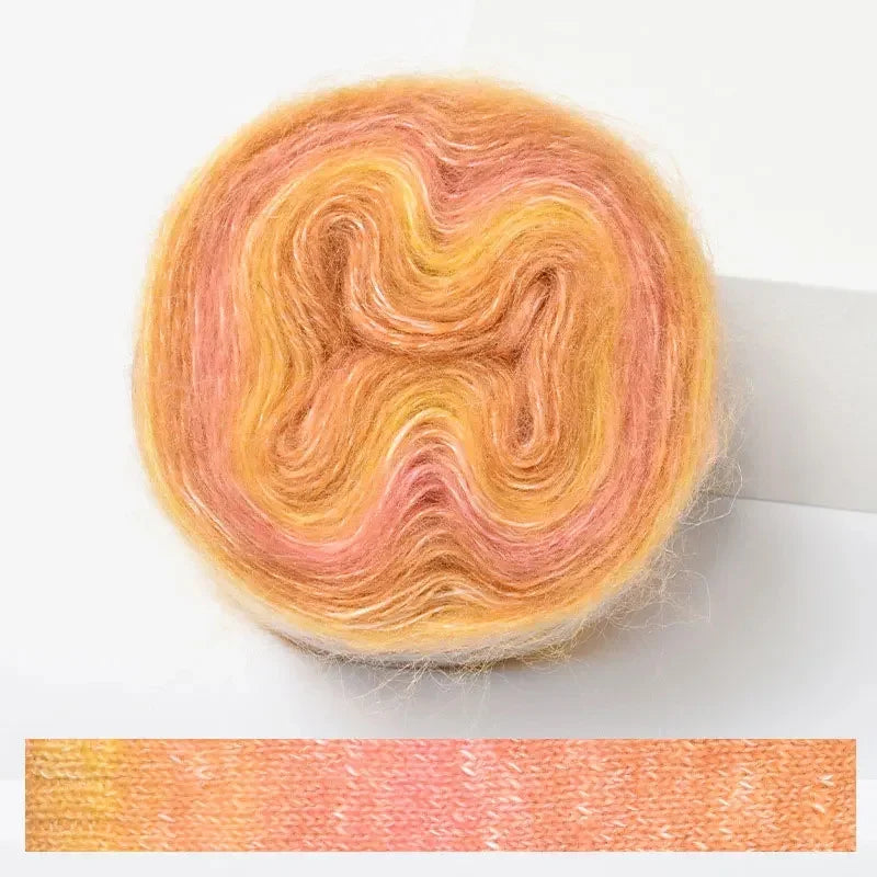 Soft Rainbow Mohair Yarn — 200m / Roll, DIY Crochet Thread