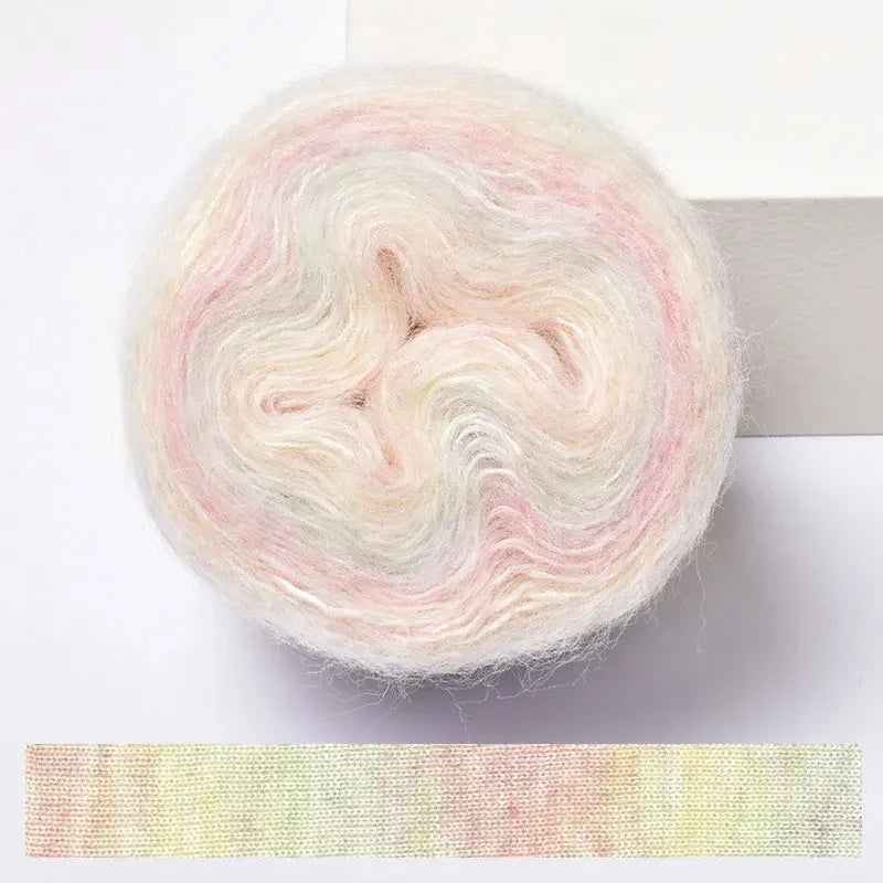 Soft Rainbow Mohair Yarn — 200m / Roll, DIY Crochet Thread