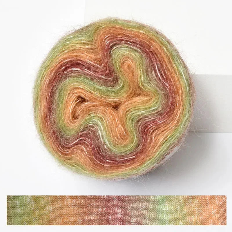 Soft Rainbow Mohair Yarn — 200m / Roll, DIY Crochet Thread