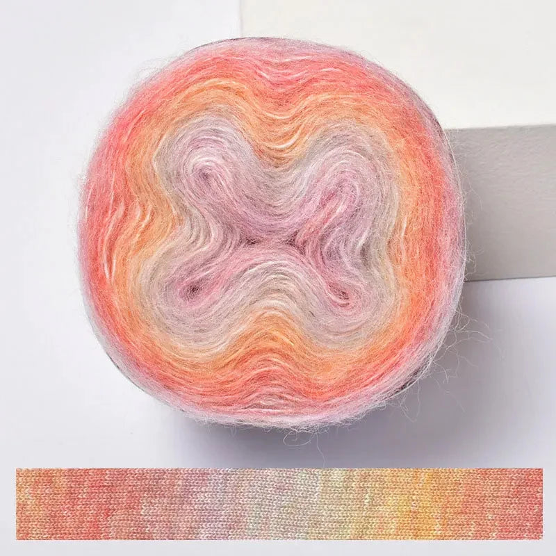 Soft Rainbow Mohair Yarn — 200m / Roll, DIY Crochet Thread
