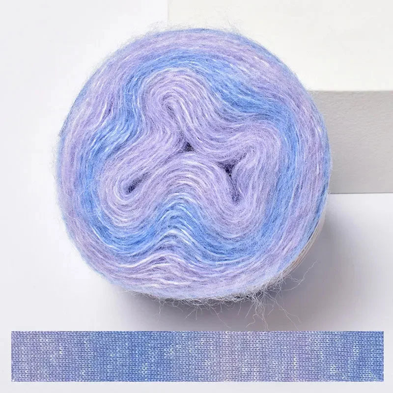 Soft Rainbow Mohair Yarn — 200m / Roll, DIY Crochet Thread