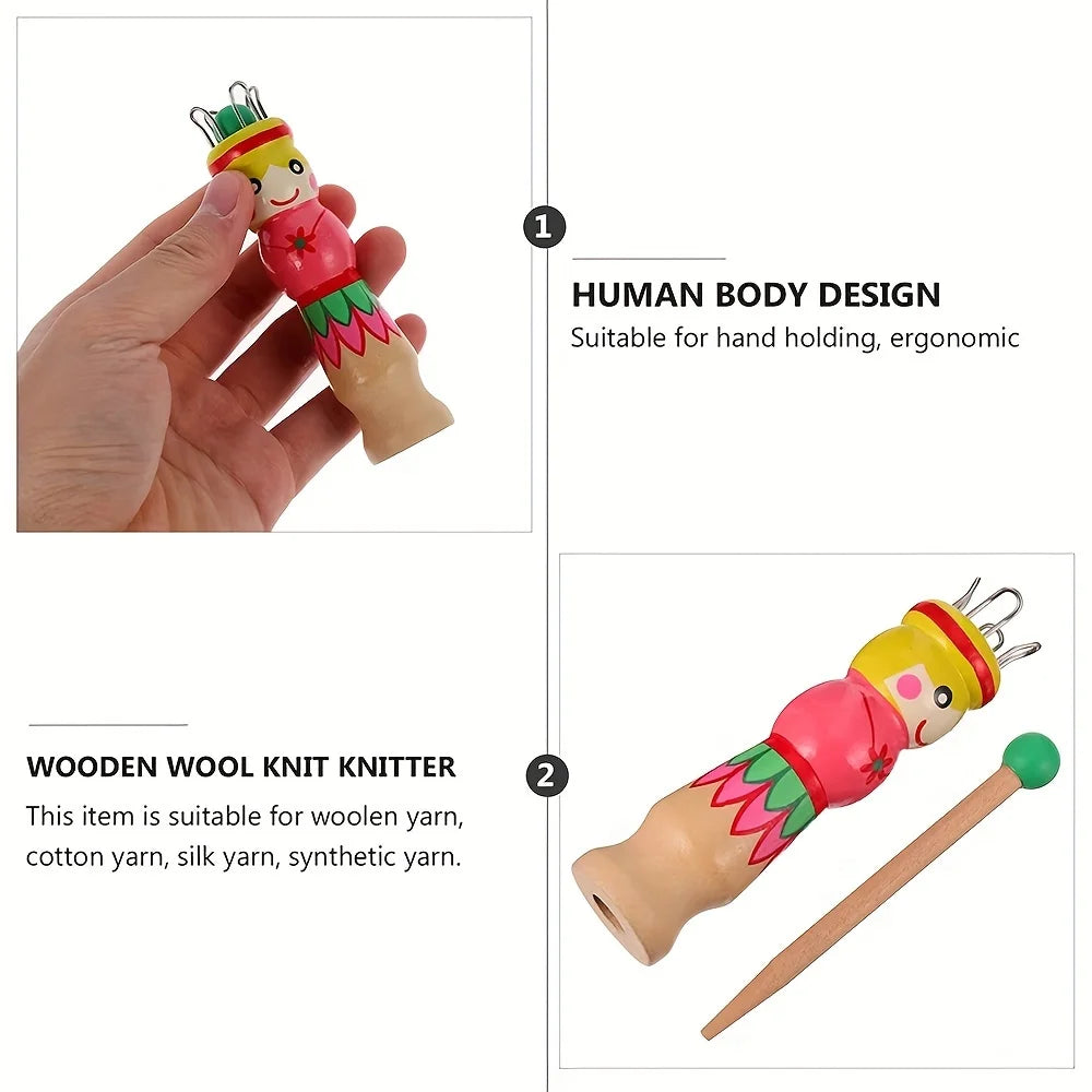 Handmade Wooden Knitting Spool — DIY Thread & Rope Weaving Tool