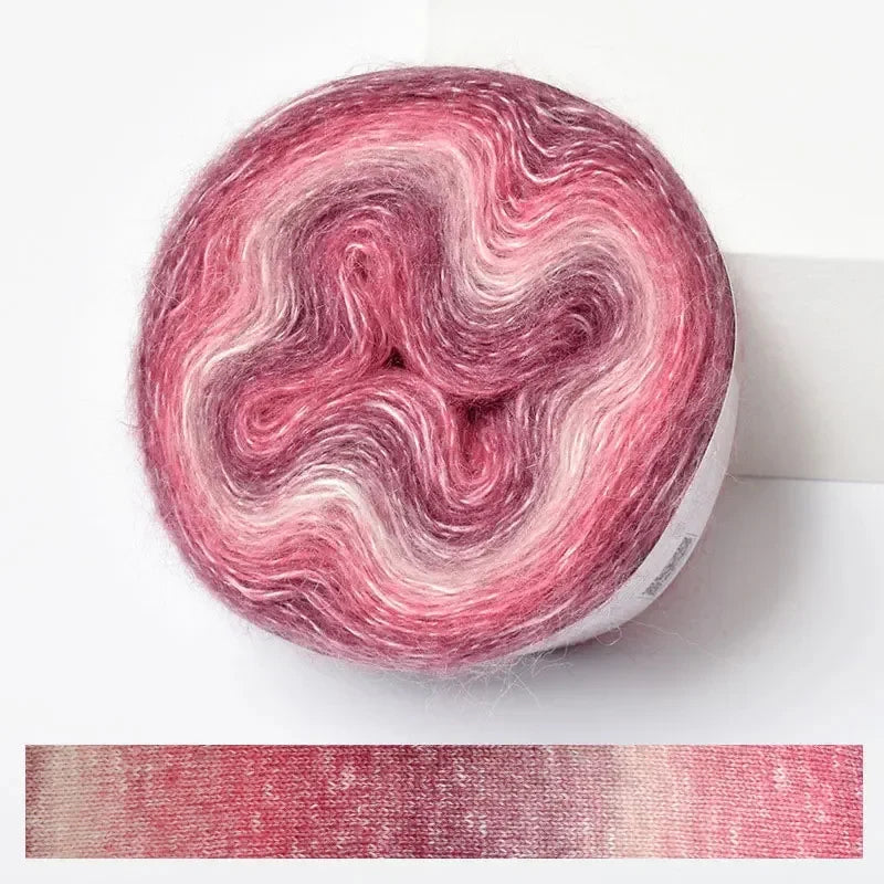 Soft Rainbow Mohair Yarn — 200m / Roll, DIY Crochet Thread