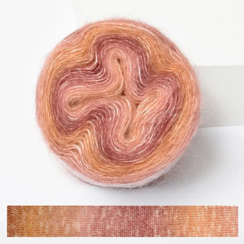 Soft Rainbow Mohair Yarn — 200m / Roll, DIY Crochet Thread