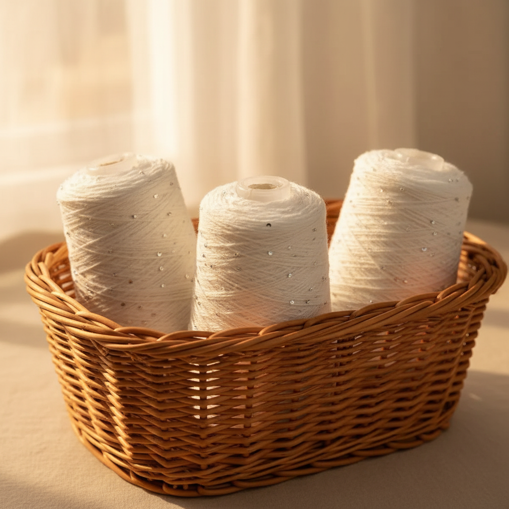 Bead & Sequin Yarn in basket