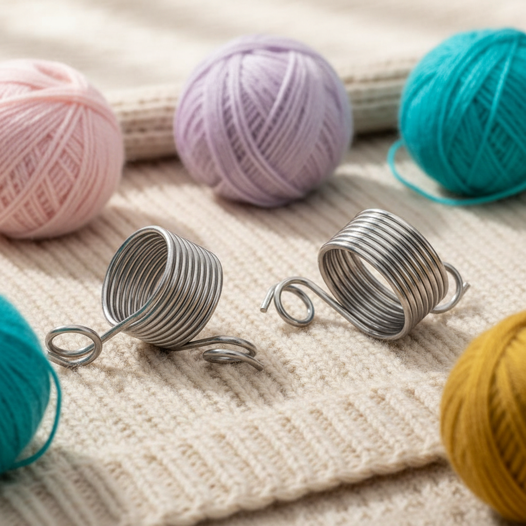 Knitting thimble rings with yarn