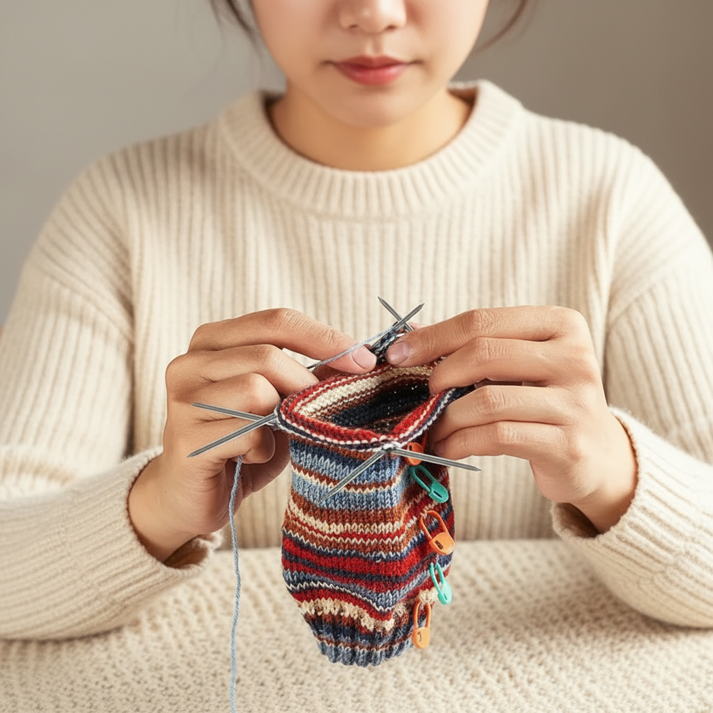 Knitting with person